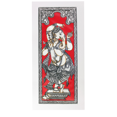 Handcrafted Lord Ganesha Unframed Pattachitra Wall Art on Silk Cloth – Exquisite Home and Office Decor